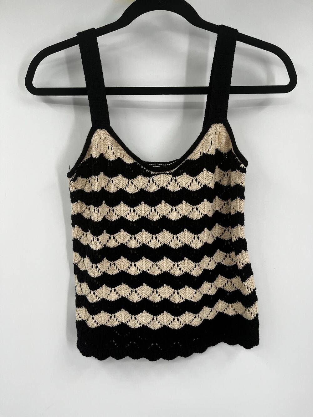 Blu Pepper Black Cream Crochet Tank Boho Western Women’s Large NEW